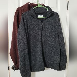 2 Mens Quarter Zip pullovers great condition old navy charcoal and burgundy